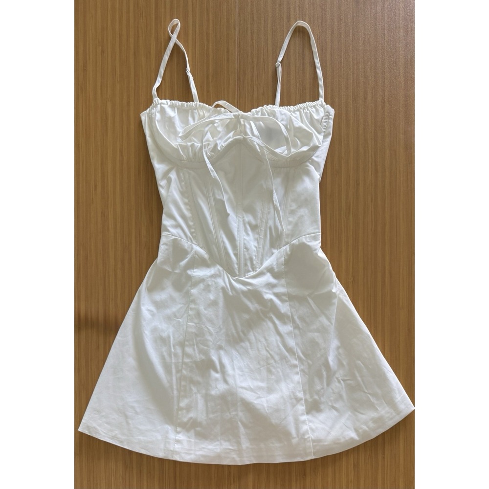 Babyboo Lacey Mini Dress Womens Size XS White Corset Milkmaid Cottagecore - Picture 3 of 11